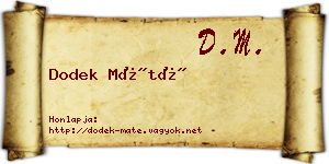 Dodek Máté névjegykártya